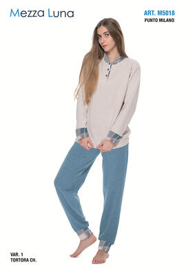 PIGIAMA DONNA M/L M5018 Ingrosso MEZZA LUNA Tellini S.r.l.